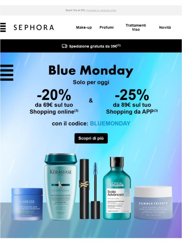 Trasforma il tuo Blue Monday con le nostre offerte beauty 💙