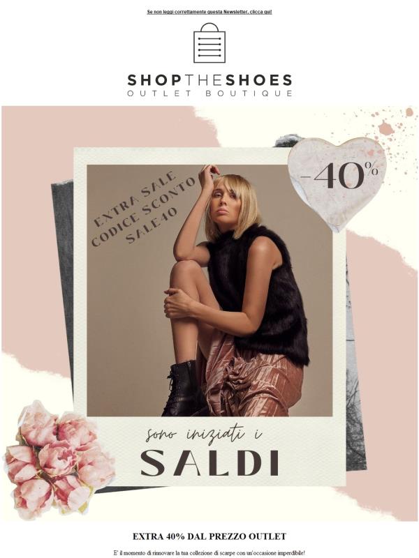 Saldi Esclusivi : Extra -40% sul prezzo outlet! Solo per te !