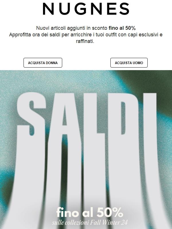 Further reductions | Nuovi prodotti aggiunti fino al 50% di sconto.