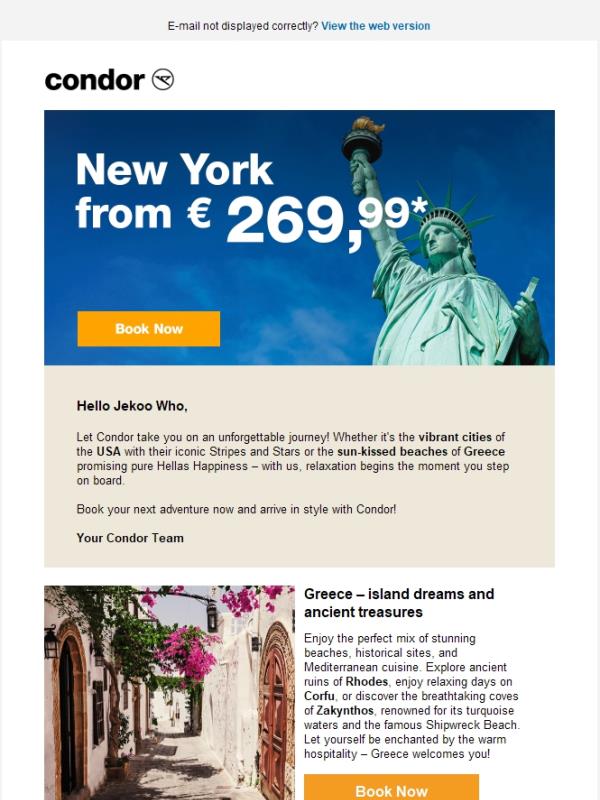 Arrive in style from €83,99.