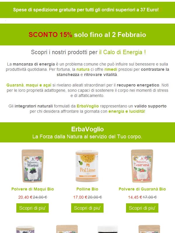  Sconto 15 Ricaricati Naturalmente Con ErbaVoglio Jekoo