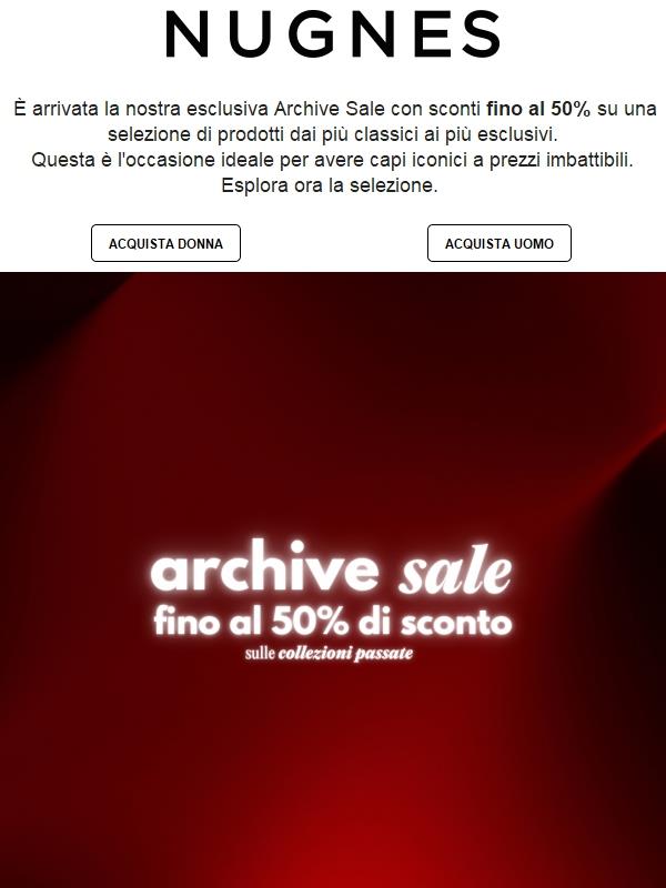 Archive sale: fino al 50% di sconto.