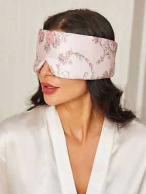 Image of Elegante maschera per gli occhi del sonno in seta stampata floreale