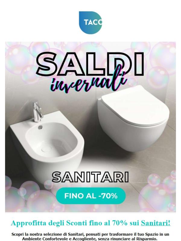Super Saldi Sanitari: Scorte Limitate, Sconti fino al 70%