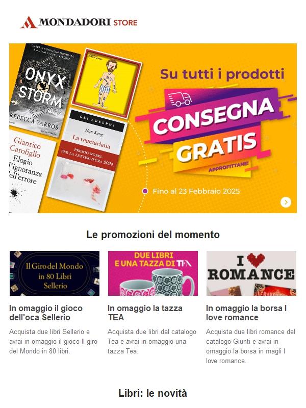 Consegna gratis su tutti i prodotti, approfittane!