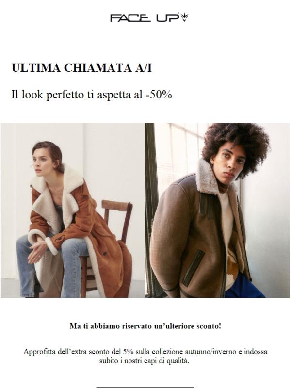 -50% su Tutto l'Autunno/Inverno + Extra Sconto Esclusivo!