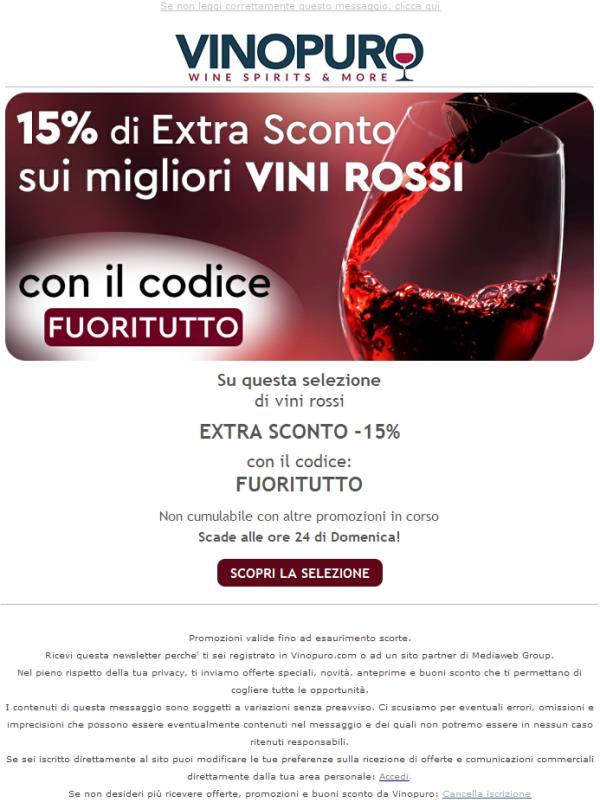 Sui migliori vini rossi🍷Extra SCONTO -15% solo con codice! Approfittane