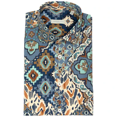 Camicia Multicolore con Motivo Geometrico Etnico