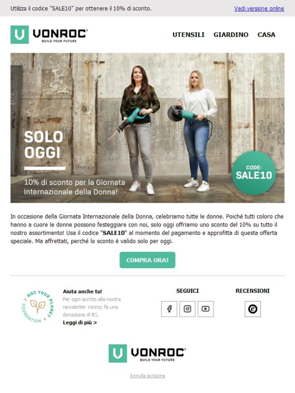 SOLO oggi: 10% di sconto per la Giornata Internazionale della Donna! 🌸