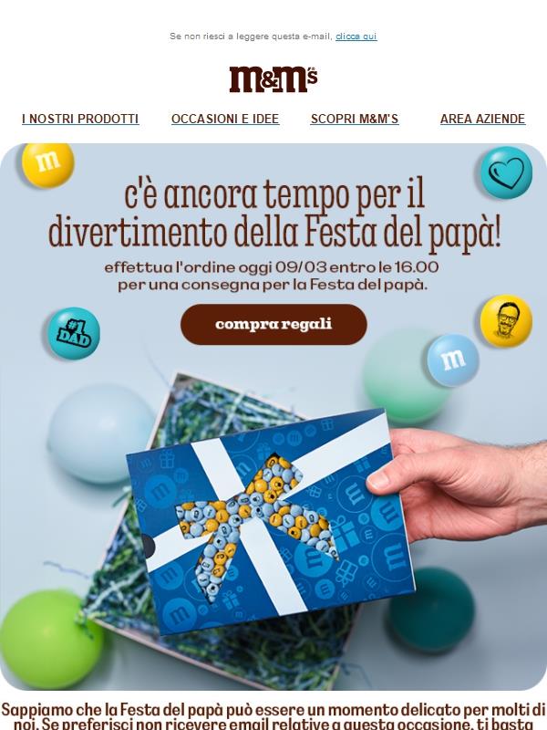 Ultima possibilità per una consegna per la Festa del papà!