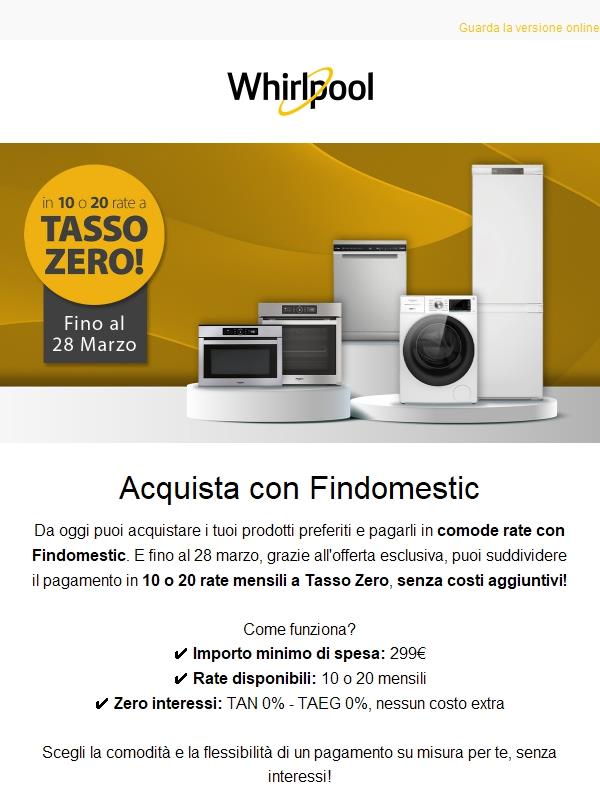 Acquista oggi, paga a rate a tasso zero con Findomestic