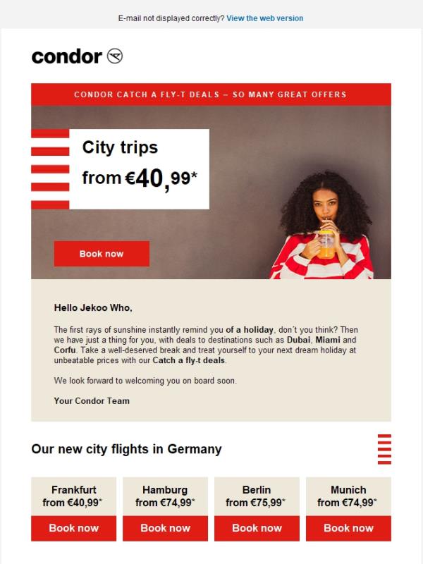 Catch a fly-t deals starting from €40,99!