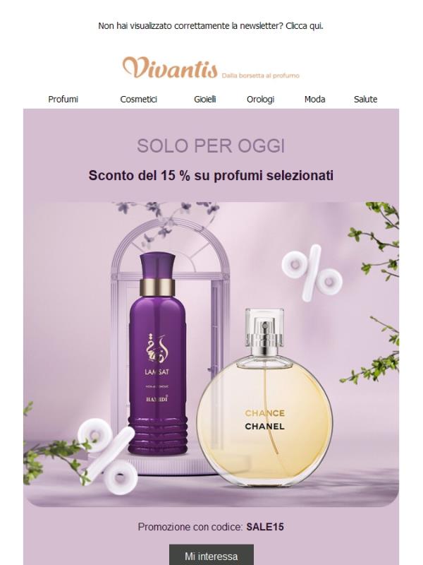 🌷 Sconto del 15 % su profumi selezionati
