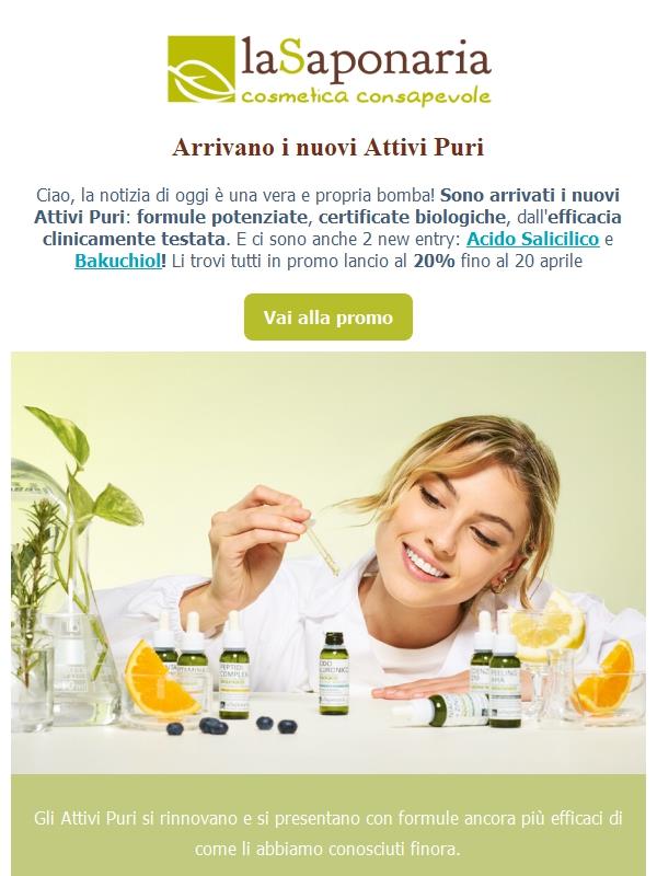 💚Novità La Saponaria: arrivano i nuovi Attivi Puri 💣