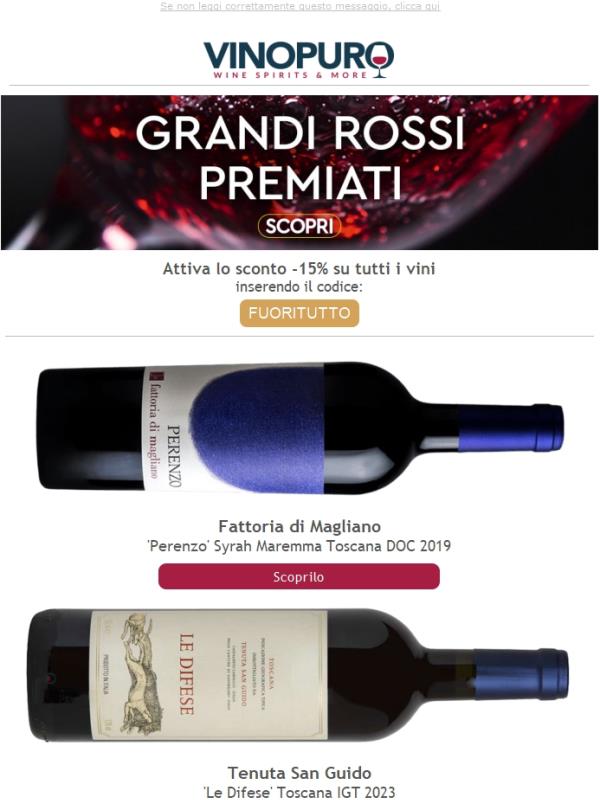 Grandi ROSSI🍷premiati.... e scontati! Utilizza il codice!