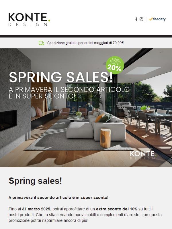 Spring Sales: a primavera il secondo articolo è in super sconto!
