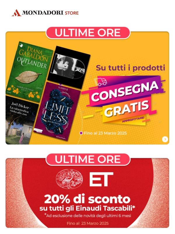 Ultime ore consegna gratis e -20% Einaudi Tascabili