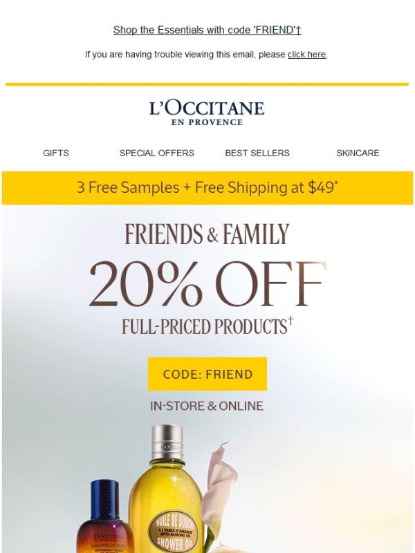 L'OCCITANE: 20% Off for Friends & Family 💛️ | Jekoo