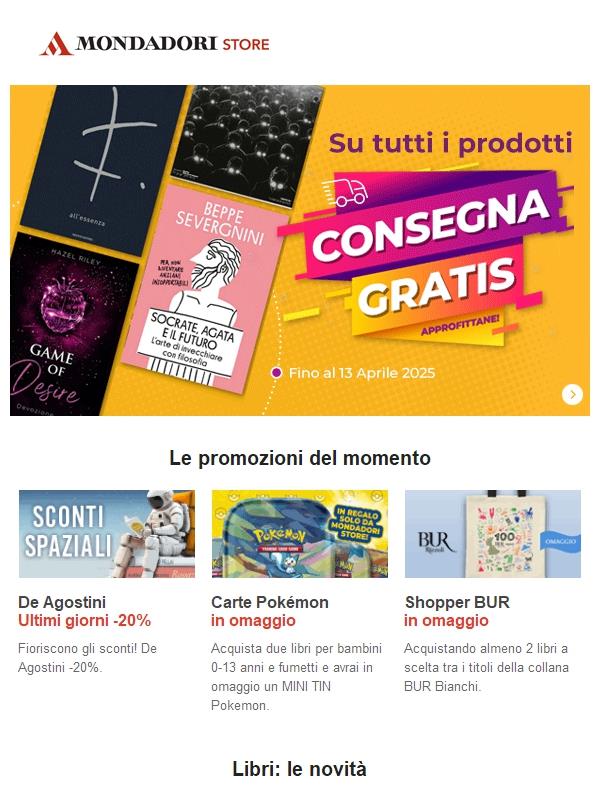 Ultimi giorni consegna gratis su tutti i prodotti