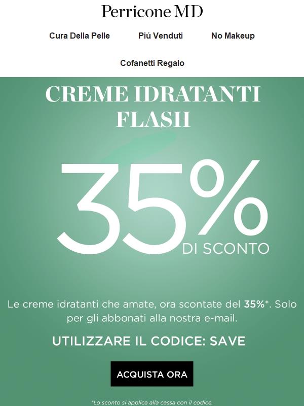 Esclusiva e-mail: 35% di sconto sulle creme idratanti must-have