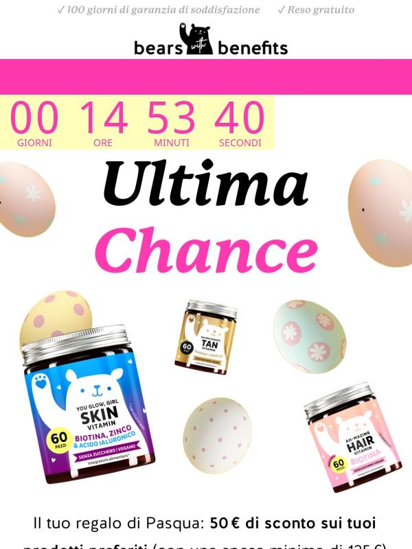 Termina oggi: 50 € in regalo solo per te!