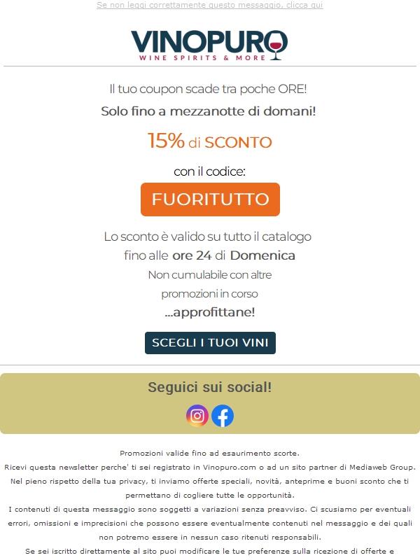 (Ultime ORE)⏰COUPON 15% di sconto su tutto il catalogo con il codice...