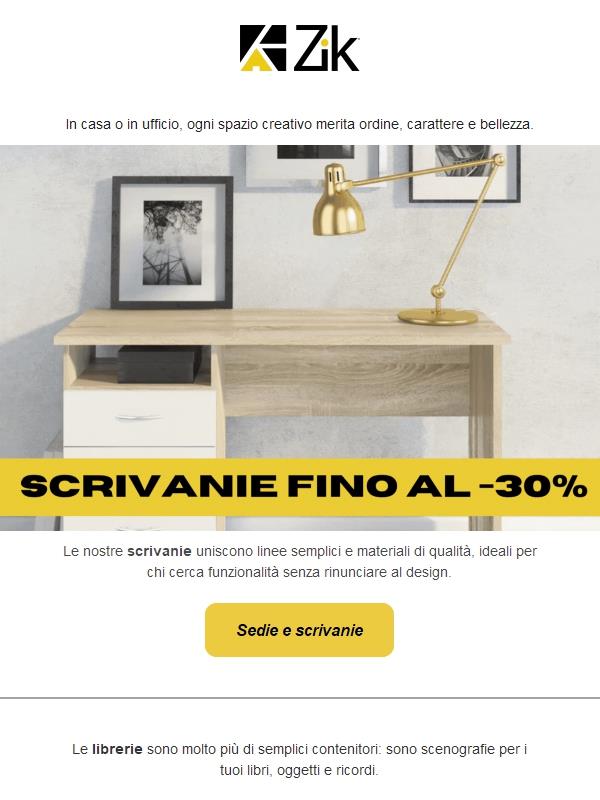 Speciale scrivanie e librerie: fino al 30%