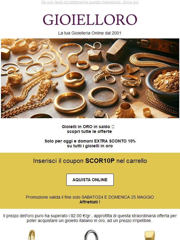 è arrivato il GOLDEN WEEKEND 🎗️Scopri gli sconti su tutto il catalogo