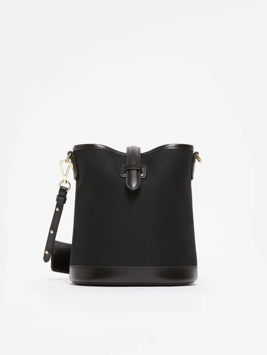 Borsa Secchiello in Canvas e Pelle / Nero
