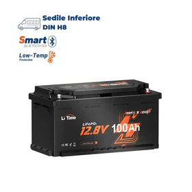 ⚡Più Venduto⚡LiTime 12V 100Ah H190 Batteria al Litio con Bluetooth - Sottosella Camper, Dimensione DIN H8 L5