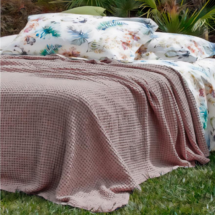 Image of Copriletto in Cotone a Nido d'Ape<br> StoneWashed No Stiro - Anthony