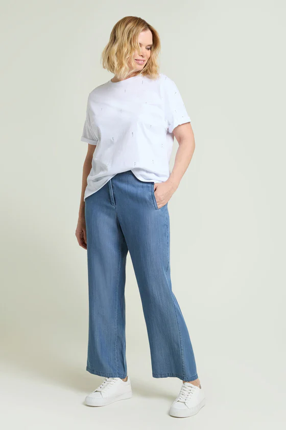 PANTALONI FLUIDI IN JEANS LEGGERO