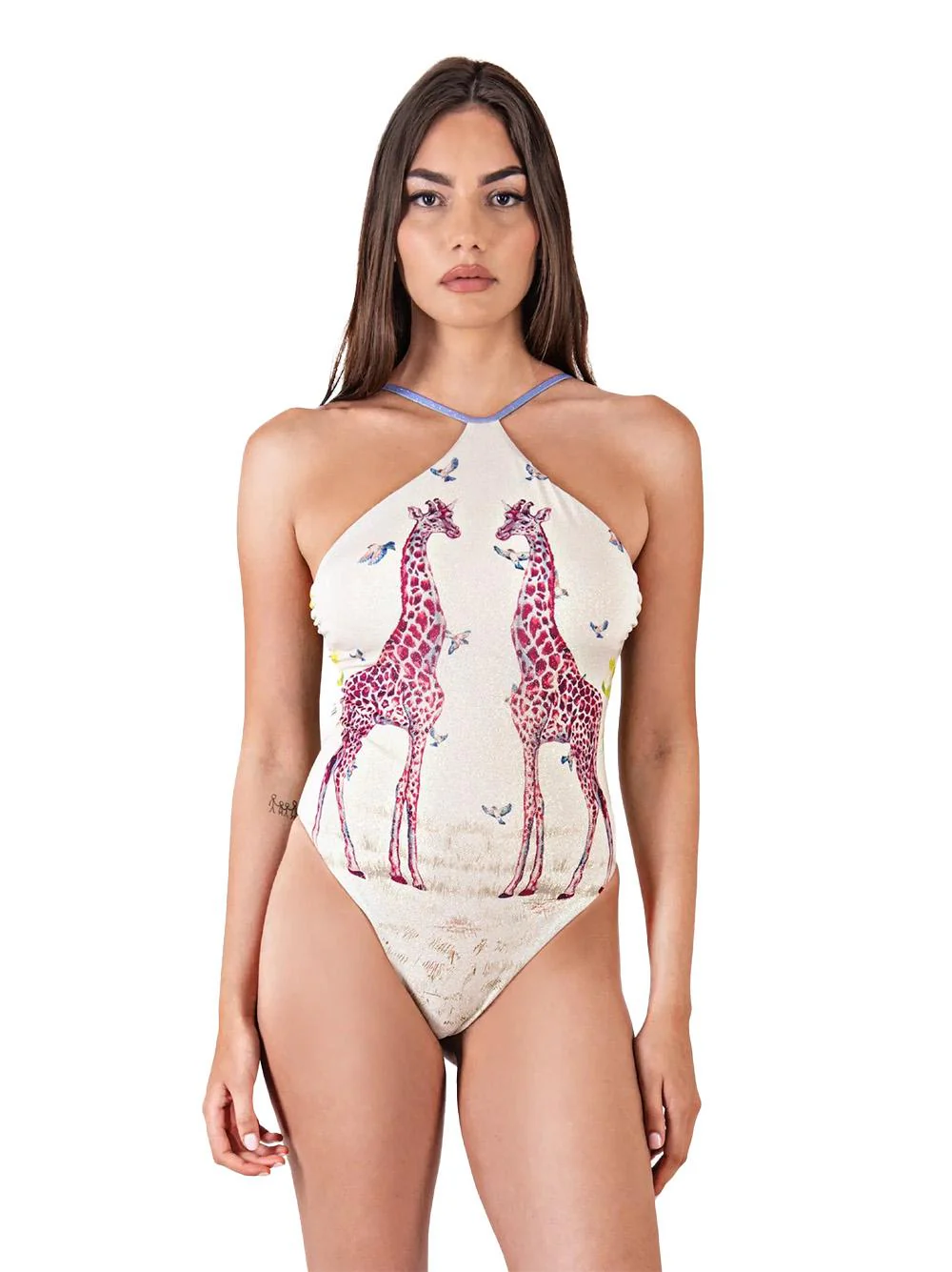 Costume intero burro con fantasia stampata e lurex
