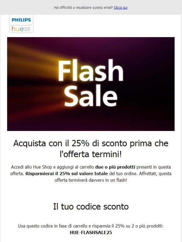 👋 Hei, non hai ancora approfittato della Flash Sale -25%?