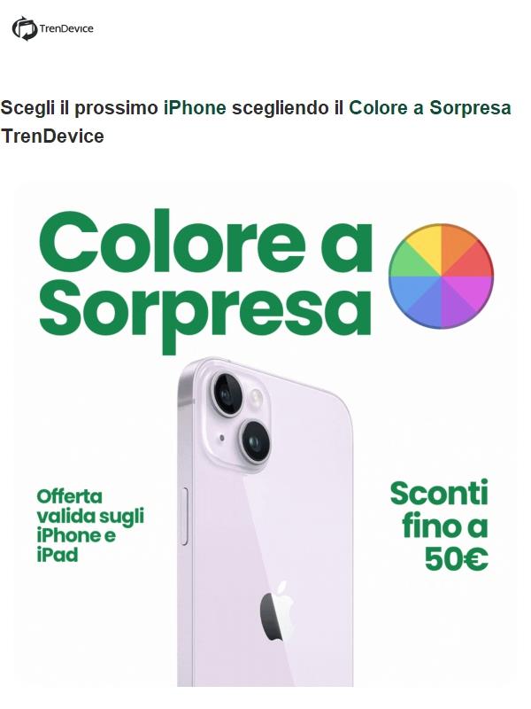 iPhone e iPad Colore a sopresa: -50€