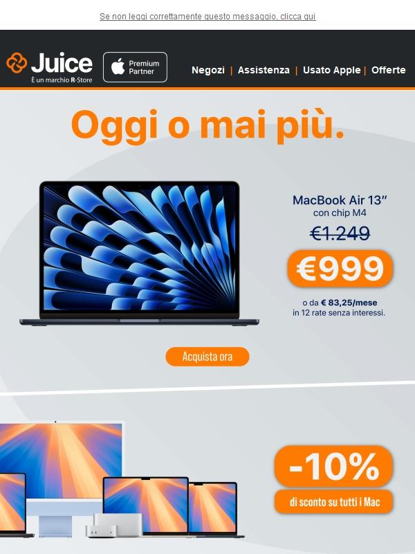 Oggi o mai più: 10% di sconto su tutti i Mac!