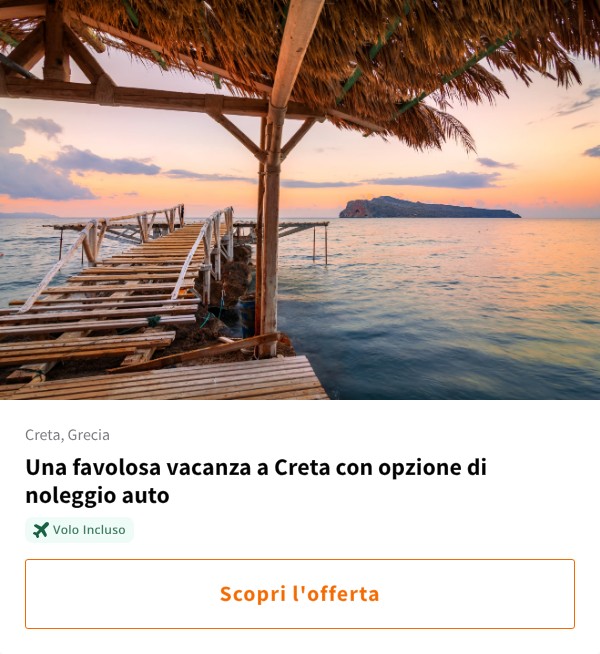 Una favolosa vacanza a Creta con opzione di noleggio auto