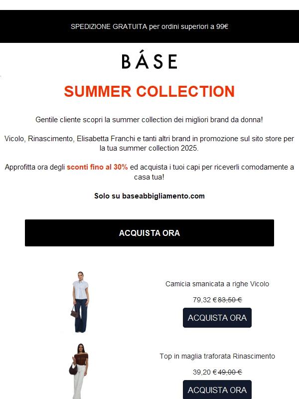 Summer Collection: Spedizione gratuita da 99€ e sconti speciali! 😍