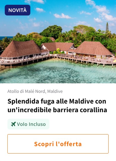Splendida fuga alle Maldive con un&#x27;incredibile barriera corallina