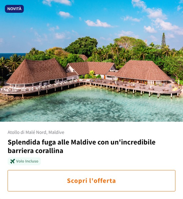 Splendida fuga alle Maldive con un'incredibile barriera corallina