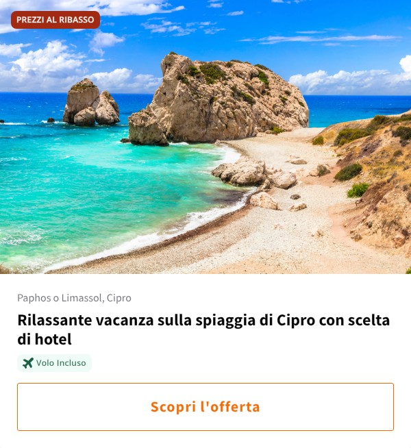 Rilassante vacanza sulla spiaggia di Cipro con scelta di hotel