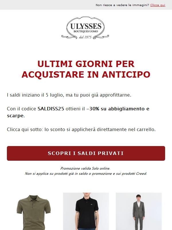 Ultima settimana: -30% solo per te.
