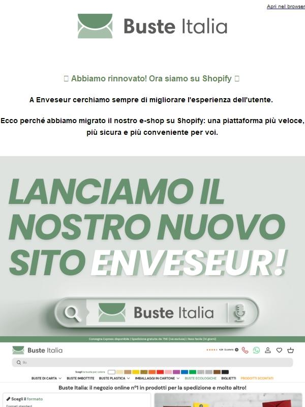 Abbiamo un nuovo aspetto! Scoprite la nuova esperienza di acquisti nella nuova web di Enveseur