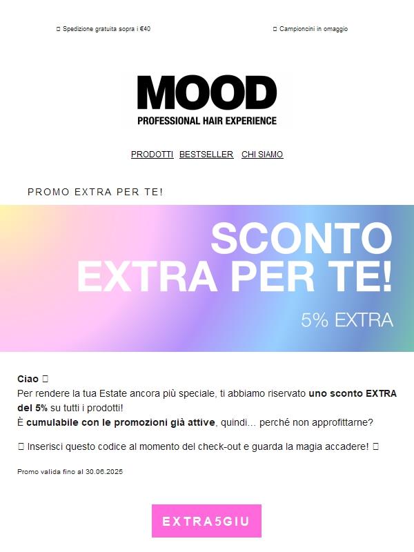 Per te, sconto EXTRA del 5%