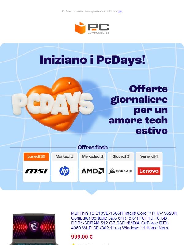 ☀️ Iniziano i PcDays! 🏝️ Offerte giornaliere per un’estate tech da amare