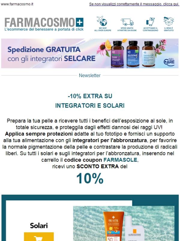 🌞 -10% Extra su integratori e solari