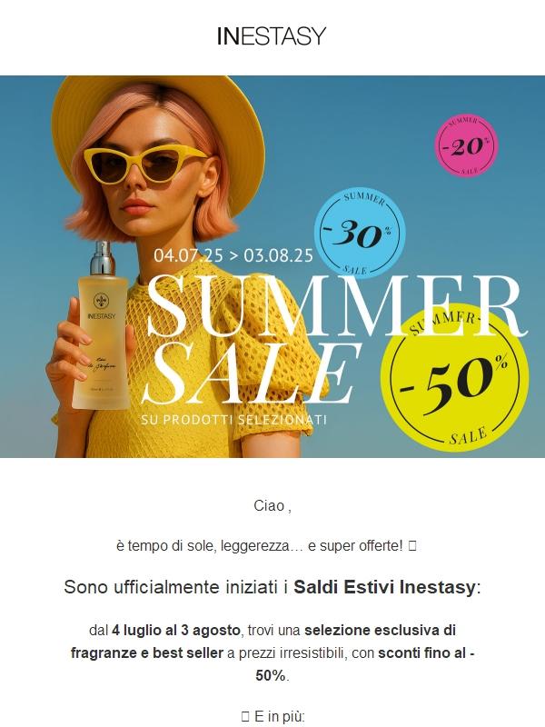 ☀️ Saldi Estivi Inestasy: fino al -50% di sconto!