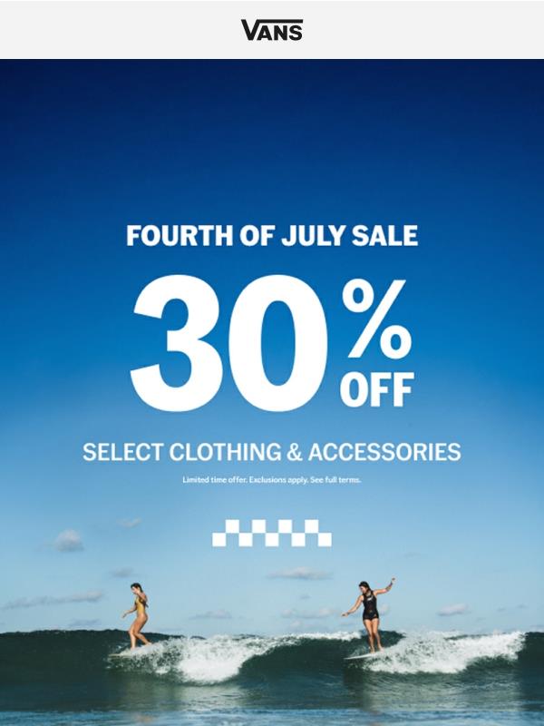 30% Off Select Clothing