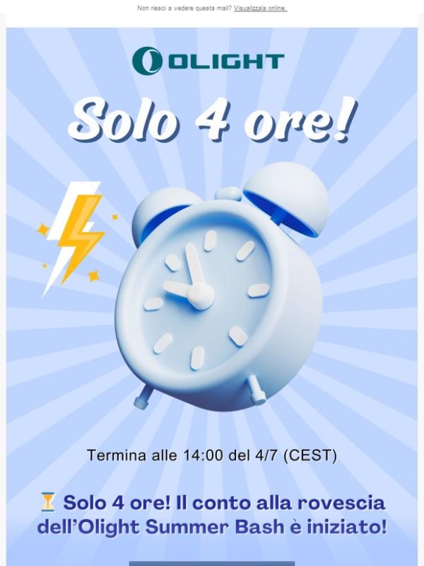 🔥 Solo 4 ore! Il Summer Bash di Olight sta per finire