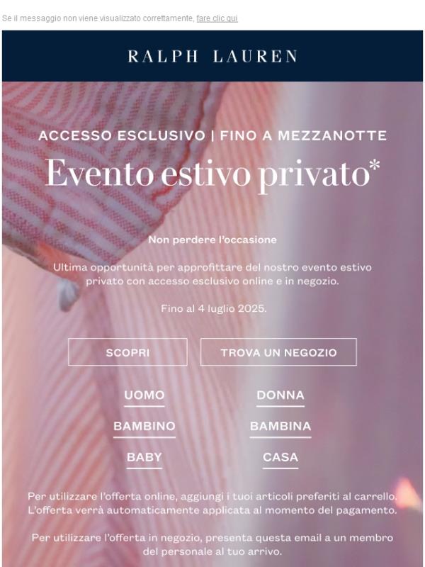 Il tuo accesso esclusivo termina a mezzanotte